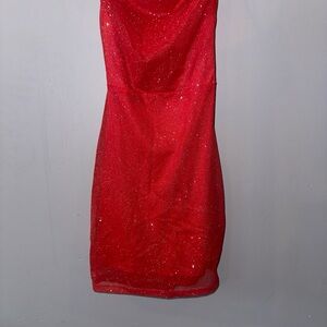 Lucy in the Sky Red Cowl Neck Bodycon Mini Dress